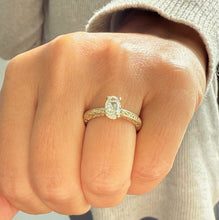 Load image into Gallery viewer, Oval Shape Diamond And Round Sides Engagement Ring IGI Certified 14k Solid Yellow Gold Bridal Ring Wedding Ring Deco Antique Style 1.00ct