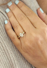 Load image into Gallery viewer, Oval Shape Diamond And Round Sides Engagement Ring IGI Certified 14k Solid Yellow Gold Bridal Ring Wedding Ring Deco Antique Style 1.00ct
