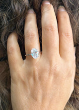 Load image into Gallery viewer, Oval Cut Diamond And Round Sides Engagement Ring IGI Certified 14k Solid White Gold Bridal Ring Wedding Ring Hidden Halo Style 3.15ctw