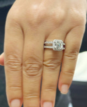 Load image into Gallery viewer, Asscher Cut And Round Cut Side Diamond Engagement Ring IGI Certified 14k Solid White Gold Halo Deco Style Wedding Ring Split Shank 2.65ctw