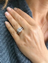 Load image into Gallery viewer, Asscher Cut And Round Cut Side Diamond Engagement Ring IGI Certified 14k Solid White Gold Halo Deco Style Wedding Ring Split Shank 2.65ctw