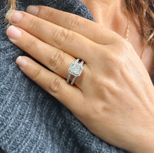 Load image into Gallery viewer, Asscher Cut And Round Cut Side Diamond Engagement Ring IGI Certified 14k Solid White Gold Halo Deco Style Wedding Ring Split Shank 2.65ctw