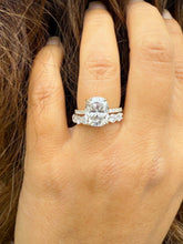 Load image into Gallery viewer, Elongated Cushion Cut And Round Cut Sides Diamond Engagement Ring And Matching Band IGI Certified 14K Solid Yellow Gold Wedding Ring 5.00ct