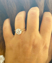 Load image into Gallery viewer, Round Cut Diamonds Engagement Ring IGI Certified Crown Six Prong Crown Setting Solitaire Wedding Bridal Ring Set In 14K Yellow Gold 3.00ct