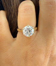 Load image into Gallery viewer, Round Cut Diamonds Engagement Ring IGI Certified Crown Six Prong Crown Setting Solitaire Wedding Bridal Ring Set In 14K Yellow Gold 3.00ct