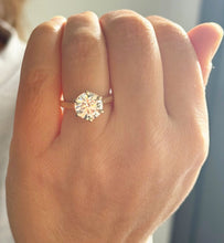 Load image into Gallery viewer, Round Cut Diamonds Engagement Ring IGI Certified Crown Six Prong Crown Setting Solitaire Wedding Bridal Ring Set In 14K Yellow Gold 3.00ct