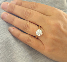 Load image into Gallery viewer, Round Cut Diamonds Engagement Ring IGI Certified Crown Six Prong Crown Setting Solitaire Wedding Bridal Ring Set In 14K Yellow Gold 3.00ct