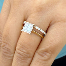 Load image into Gallery viewer, Princess Cut Diamond Solitaire Engagement Ring And Matching Band IGI Certified Bridal Set Solitaire Wedding Set 14k Solid Yellow Gold 2.25