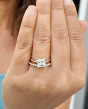 Load image into Gallery viewer, Princess Cut Diamond Solitaire Engagement Ring And Matching Band IGI Certified Bridal Set Solitaire Wedding Set 14k Solid Yellow Gold 2.25