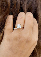 Load image into Gallery viewer, Princess Cut Diamond Solitaire Engagement Ring And Matching Band IGI Certified Bridal Set Solitaire Wedding Set 14k Solid Yellow Gold 2.25