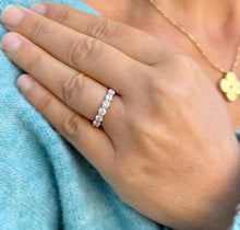 Load image into Gallery viewer, Round Cut Moissanite Half Eternity Band Style Large 3.50mm Set In 14K Solid Rose Gold Bridal Wedding Band Eternity Ring For Her 1.25ctw