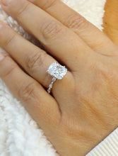 Load image into Gallery viewer, Cushion Cut Moissanite Ring And Round And Marquise Cut Engagement Ring 14K White Gold Bridal Ring Wedding Ring Inner Halo Style 5.75ctw