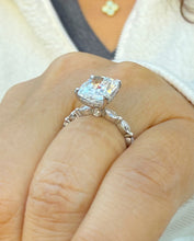 Load image into Gallery viewer, Cushion Cut Moissanite Ring And Round And Marquise Cut Engagement Ring 14K White Gold Bridal Ring Wedding Ring Inner Halo Style 5.75ctw
