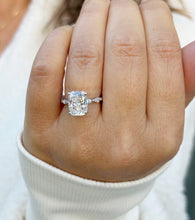 Load image into Gallery viewer, Cushion Cut Moissanite Ring And Round And Marquise Cut Engagement Ring 14K White Gold Bridal Ring Wedding Ring Inner Halo Style 5.75ctw