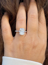 Load image into Gallery viewer, Cushion Cut Moissanite Ring And Round And Marquise Cut Engagement Ring 14K White Gold Bridal Ring Wedding Ring Inner Halo Style 5.75ctw