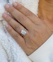Load image into Gallery viewer, Cushion Cut Moissanite Ring And Round And Marquise Cut Engagement Ring 14K White Gold Bridal Ring Wedding Ring Inner Halo Style 5.75ctw