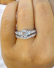 Load image into Gallery viewer, Round Cut And Diamonds Engagement Ring And Band Wedding Bridal Set 1.65ctw Antique Style Filigree IGI Certified 14k Solid White Gold F-VS2