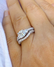 Load image into Gallery viewer, Round Cut And Diamonds Engagement Ring And Band Wedding Bridal Set 1.65ctw Antique Style Filigree IGI Certified 14k Solid White Gold F-VS2