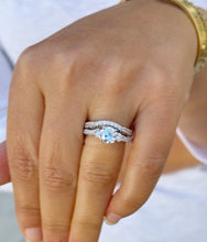 Load image into Gallery viewer, Round Cut And Diamonds Engagement Ring And Band Wedding Bridal Set 1.65ctw Antique Style Filigree IGI Certified 14k Solid White Gold F-VS2