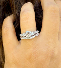 Load image into Gallery viewer, Round Cut And Diamonds Engagement Ring And Band Wedding Bridal Set 1.65ctw Antique Style Filigree IGI Certified 14k Solid White Gold F-VS2