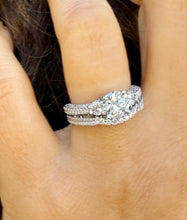 Load image into Gallery viewer, Round Cut And Diamonds Engagement Ring And Band Wedding Bridal Set 1.65ctw Antique Style Filigree IGI Certified 14k Solid White Gold F-VS2