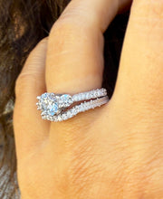 Load image into Gallery viewer, Round Cut And Diamonds Engagement Ring And Band Wedding Bridal Set 1.65ctw Antique Style Filigree IGI Certified 14k Solid White Gold F-VS2