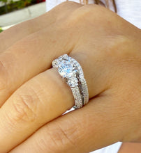 Load image into Gallery viewer, Round Cut And Diamonds Engagement Ring And Band Wedding Bridal Set 1.65ctw Antique Style Filigree IGI Certified 14k Solid White Gold F-VS2