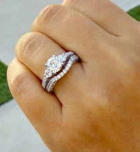 Load image into Gallery viewer, Round Cut And Diamonds Engagement Ring And Band Wedding Bridal Set 1.65ctw Antique Style Filigree IGI Certified 14k Solid White Gold F-VS2