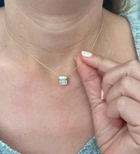 Load image into Gallery viewer, Asscher Cut Diamond Bezel Set Solitaire Necklace and Chain IGI Certified 14k Solid Yellow Gold Pendant And Chain Bridal Wedding Gift 3.00ct