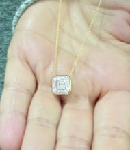 Load image into Gallery viewer, Asscher Cut Diamond Bezel Set Solitaire Necklace and Chain IGI Certified 14k Solid Yellow Gold Pendant And Chain Bridal Wedding Gift 3.00ct
