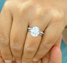 Load image into Gallery viewer, Oval Cut Diamond Engagement Ring And Matching Band Solitaire Ring IGI Certified 14k Solid Yellow Gold Bridal Ring Wedding Ring 5.30ctw G-VS2