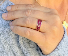 Load image into Gallery viewer, Two Piece Round Cut Natural Ruby Half Eternity Band Set In Yellow Gold Channel Set Band Anniversary Band Women's Bridal Ruby Band 0.50ctw