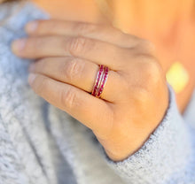 Load image into Gallery viewer, Two Piece Round Cut Natural Ruby Half Eternity Band Set In Yellow Gold Channel Set Band Anniversary Band Women's Bridal Ruby Band 0.50ctw