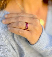 Load image into Gallery viewer, Two Piece Round Cut Natural Ruby Half Eternity Band Set In Yellow Gold Channel Set Band Anniversary Band Women's Bridal Ruby Band 0.50ctw