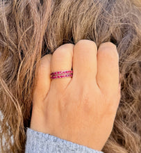 Load image into Gallery viewer, Two Piece Round Cut Natural Ruby Half Eternity Band Set In Yellow Gold Channel Set Band Anniversary Band Women's Bridal Ruby Band 0.50ctw