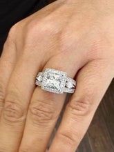 Load image into Gallery viewer, Princess Cut And Round And Marquise Cut Diamond Engagement Ring IGI Certified 14k White Gold Halo Style Wedding Ring 3.25ct G-VS2