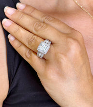 Load image into Gallery viewer, Princess Cut And Round And Marquise Cut Diamond Engagement Ring IGI Certified 14k White Gold Halo Style Wedding Ring 3.25ct G-VS2