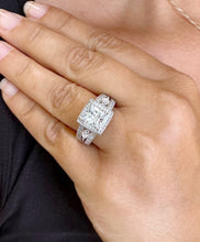 Load image into Gallery viewer, Princess Cut And Round And Marquise Cut Diamond Engagement Ring IGI Certified 14k White Gold Halo Style Wedding Ring 3.25ct G-VS2