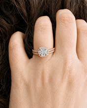 Load image into Gallery viewer, GIA Certified Natural Cushion Cut And Round Cut Sides Diamond Engagement Ring And Matching Band Halo Wedding Set 14K Solid Rose Gold 1.50ct