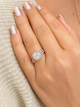 Load image into Gallery viewer, GIA Certified Natural Cushion Cut And Round Cut Sides Diamond Engagement Ring And Matching Band Halo Wedding Set 14K Solid Rose Gold 1.50ct
