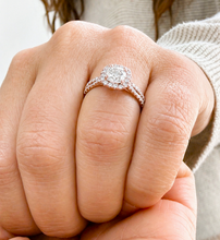 Load image into Gallery viewer, GIA Certified Natural Cushion Cut And Round Cut Sides Diamond Engagement Ring And Matching Band Halo Wedding Set 14K Solid Rose Gold 1.50ct