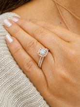 Load image into Gallery viewer, GIA Certified Natural Cushion Cut And Round Cut Sides Diamond Engagement Ring And Matching Band Halo Wedding Set 14K Solid Rose Gold 1.50ct