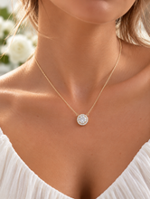 Load image into Gallery viewer, Round Cut Moissanite Pendant And Chain Solitaire Minimalist Dainty Halo Style 14k Solid Yellow Gold Necklace And Chain Wedding Gift 1.70ctw