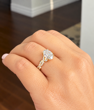Load image into Gallery viewer, IGI Certified Oval Cut and round and marquise cut sides leaf style design Diamond Engagement Ring 14k Solid Yellow Gold 2.35ctw