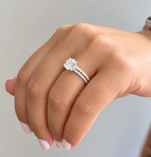 Load image into Gallery viewer, GIA Certified Natural Round Cut Diamond Engagement Ring And Matching Band Wedding Set 14k Solid White Gold Inner Halo Bridal Set 1.70ctw