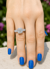 Load image into Gallery viewer, Princess Cut And Round And Baguettes Sides IGI Certified Diamond Engagement Ring 14k Solid White Gold Wedding Ring Halo Bridal Ring 2.00ctw