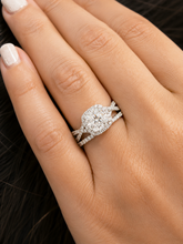 Load image into Gallery viewer, Cushion Cut and Round Cut Sides Diamond Engagement Ring And Matching Band IGI 14k Solid White Gold Deco Style Halo Wedding Set 3.00ct F-VS2