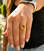 Load image into Gallery viewer, Oval Cut Natural Yellow Citrine Ring Art Deco Style Ring Anniversary Gift Prong Set Right Hand Ring For Her 14k Solid Yellow Gold 5.00ctw