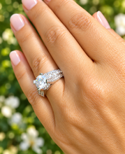 Load image into Gallery viewer, Round Moissanite Hidden Halo Engagement Ring 14K White Gold 2.70 CT