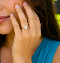 Load image into Gallery viewer, Oval Shape Center and Round Cut Sides IGI Certified Diamond Engagement Ring Halo 14k Solid Yellow Gold Wedding Bridal Ring For Her 2.00ctw
